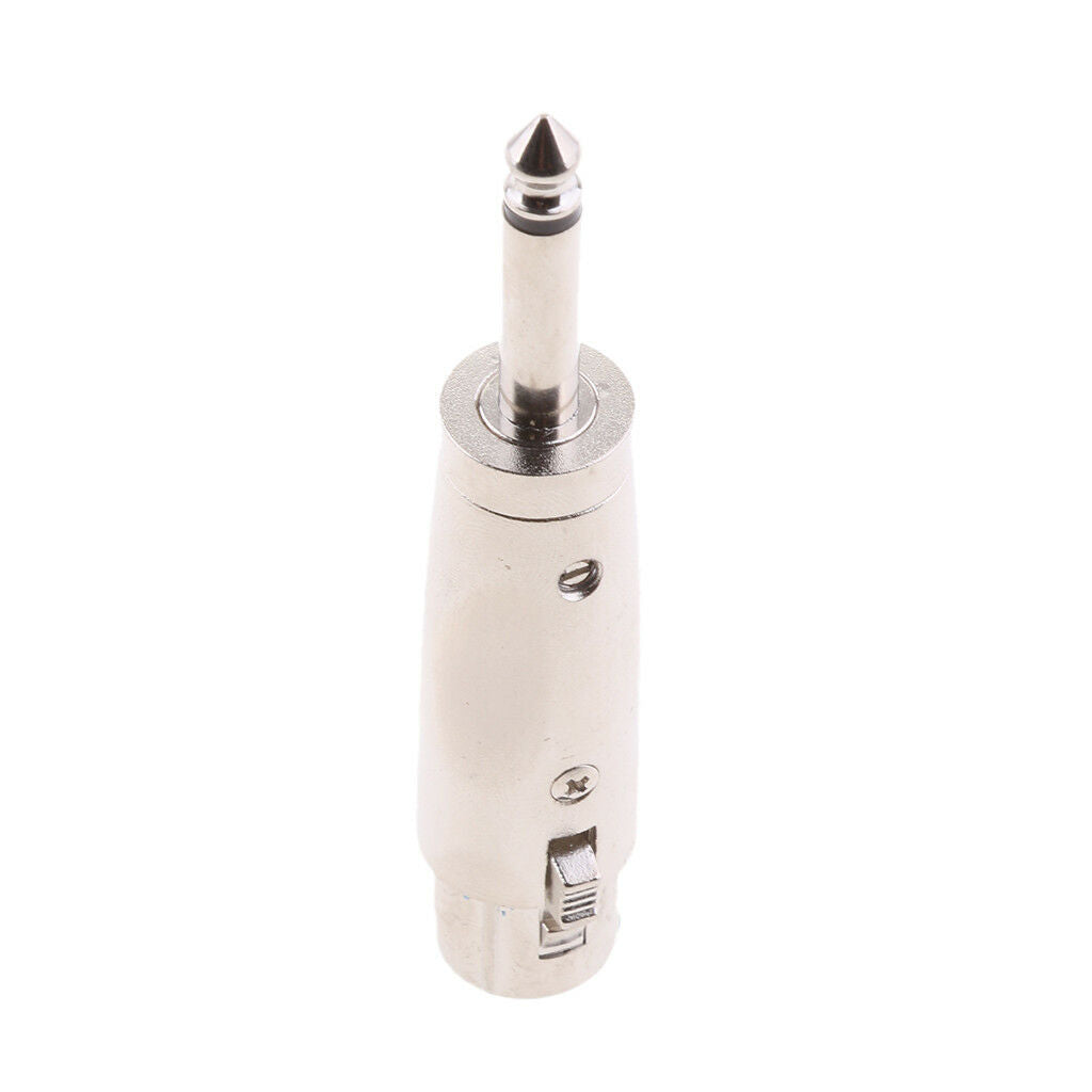 Metal XLR 3 Pin Female to Mono 6.35mm 1/4 Male   Plug Adaptor Converter