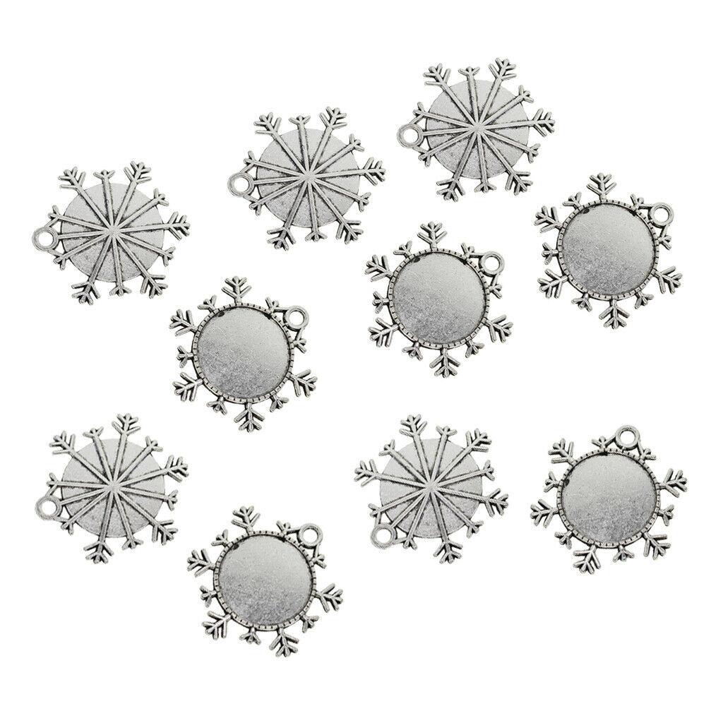 20 Snowflake Pendant Tray Cabochon Setting Set