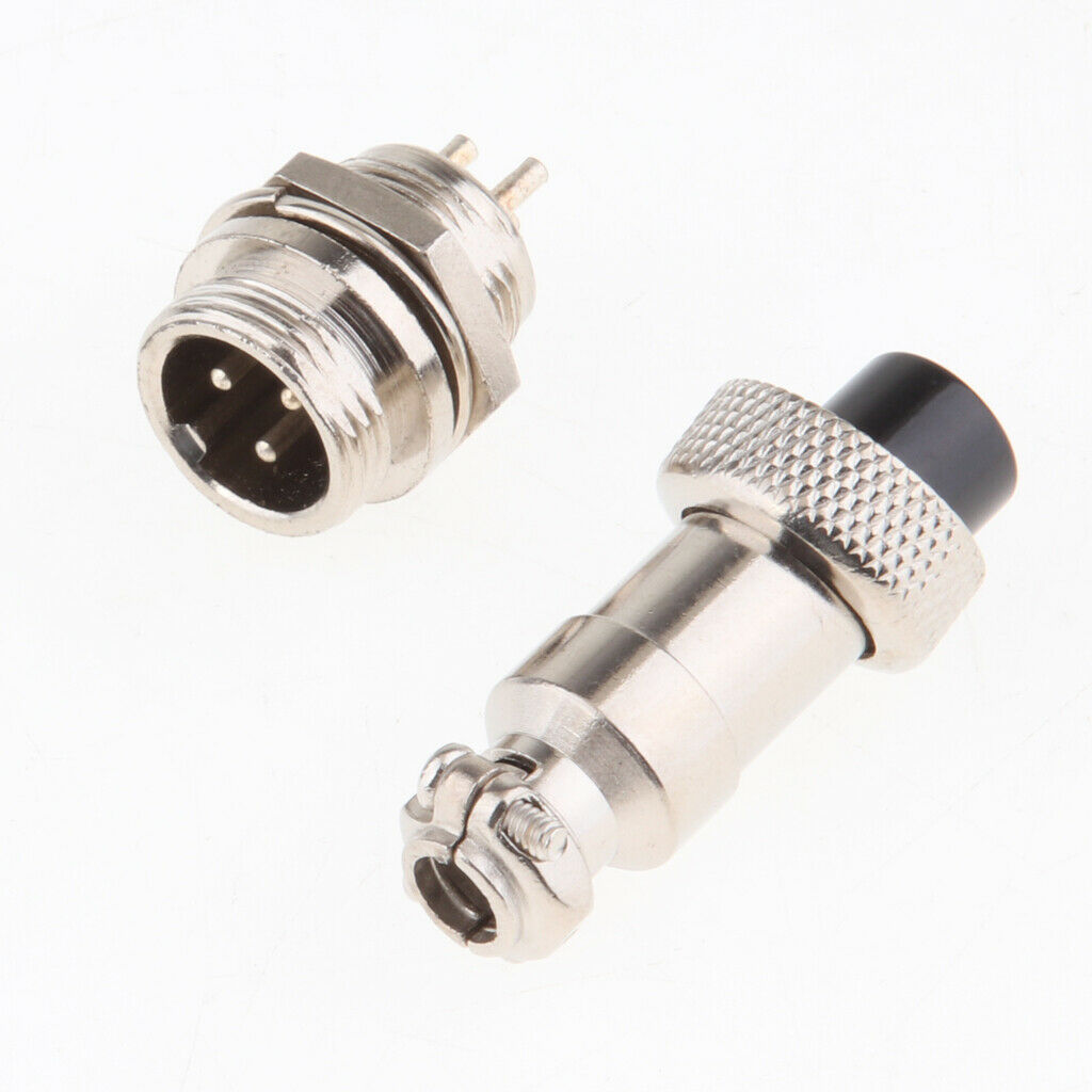 2X GX12 3Pins Aviation Pug Male & Female Panel Metal Connector Socket