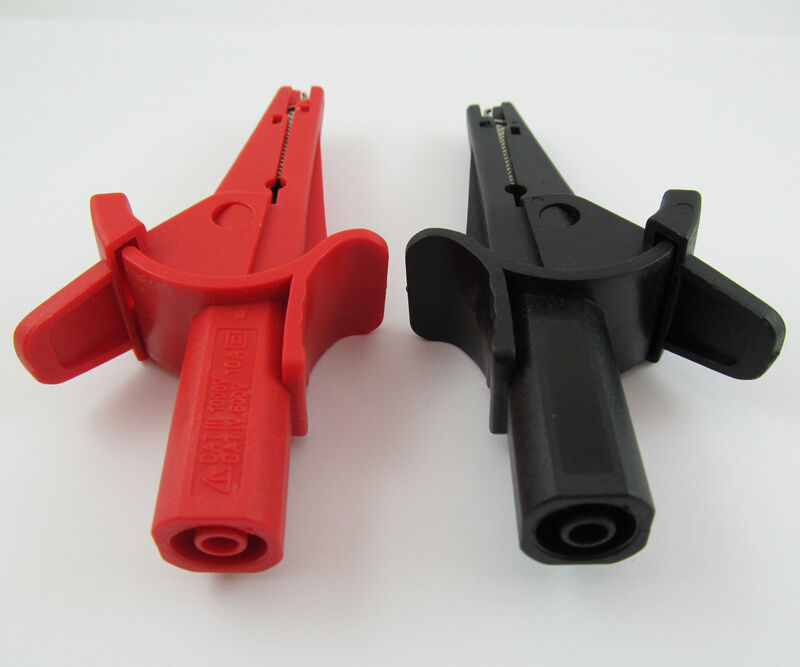 10 pcs Long Jaw Safety Alligator Clip to 4mm Banana Female Insulated Test Clip