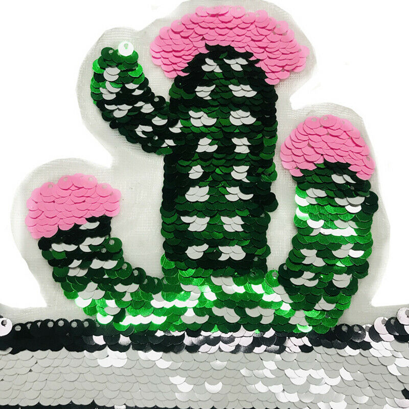 Cereus Patch Reversible Sequin Patches For Clothing Sew On Stickers Kids .l8