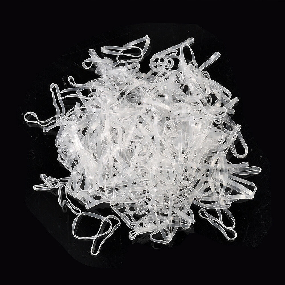 500pcs Transparent Clear Ponytail Elastic Rubber Band Hair Ties Ropes Rings