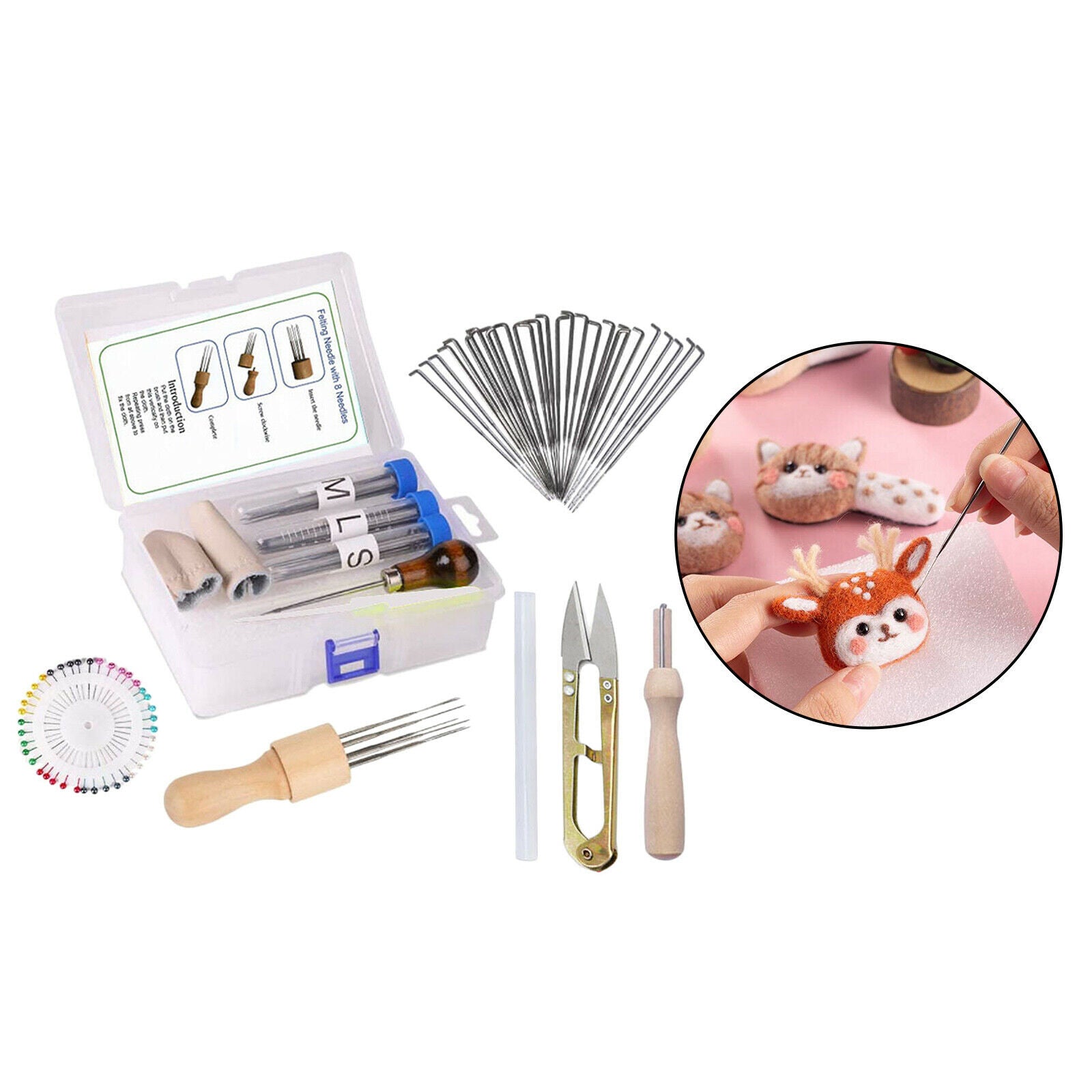 109pcs Needle Felting Tools with Felting Needles Storage Box Wool Projects
