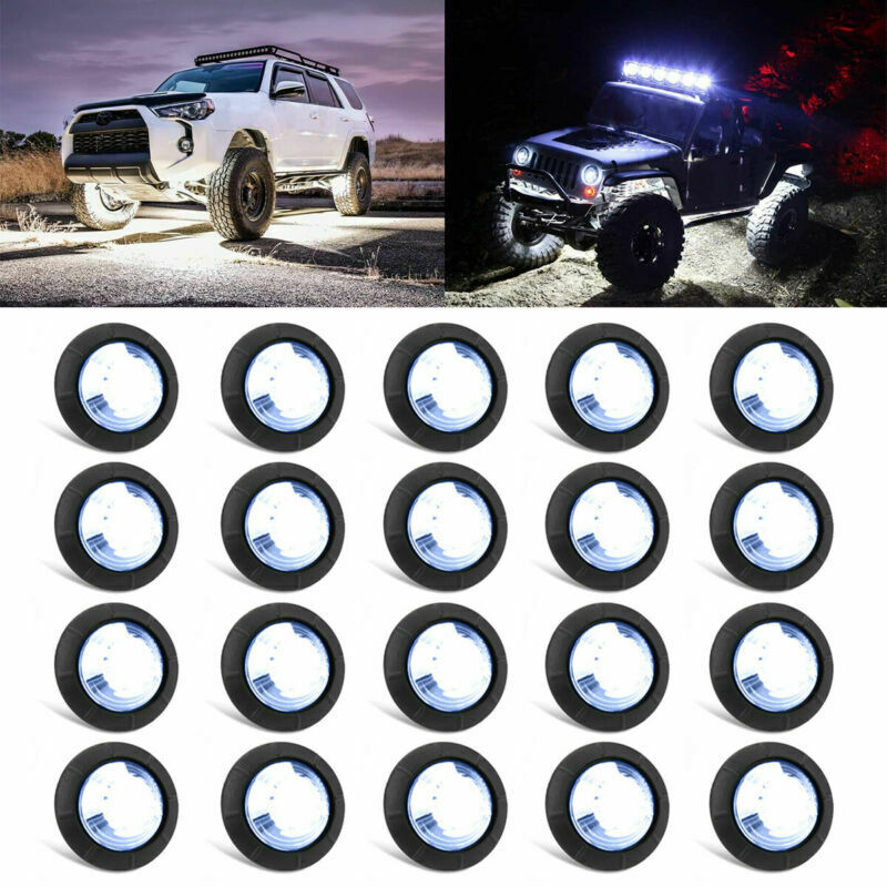 20pcs LED Rock Lights For JEEP Truck Off-Road Trail Fender Underbody White Light