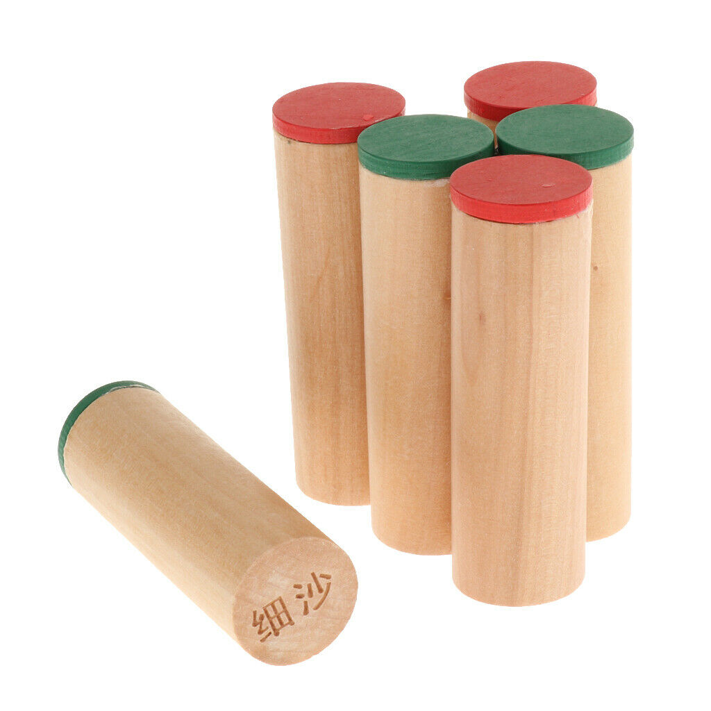 6pcs Wooden   Sensorial Auditory Training Material Sound Cylinders