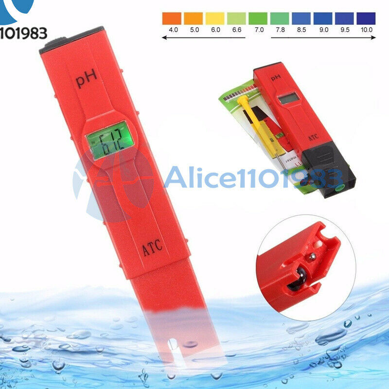 Electric Digital PH Meter Tester Hydroponics Pen Red Aquarium Pool Water PH Test