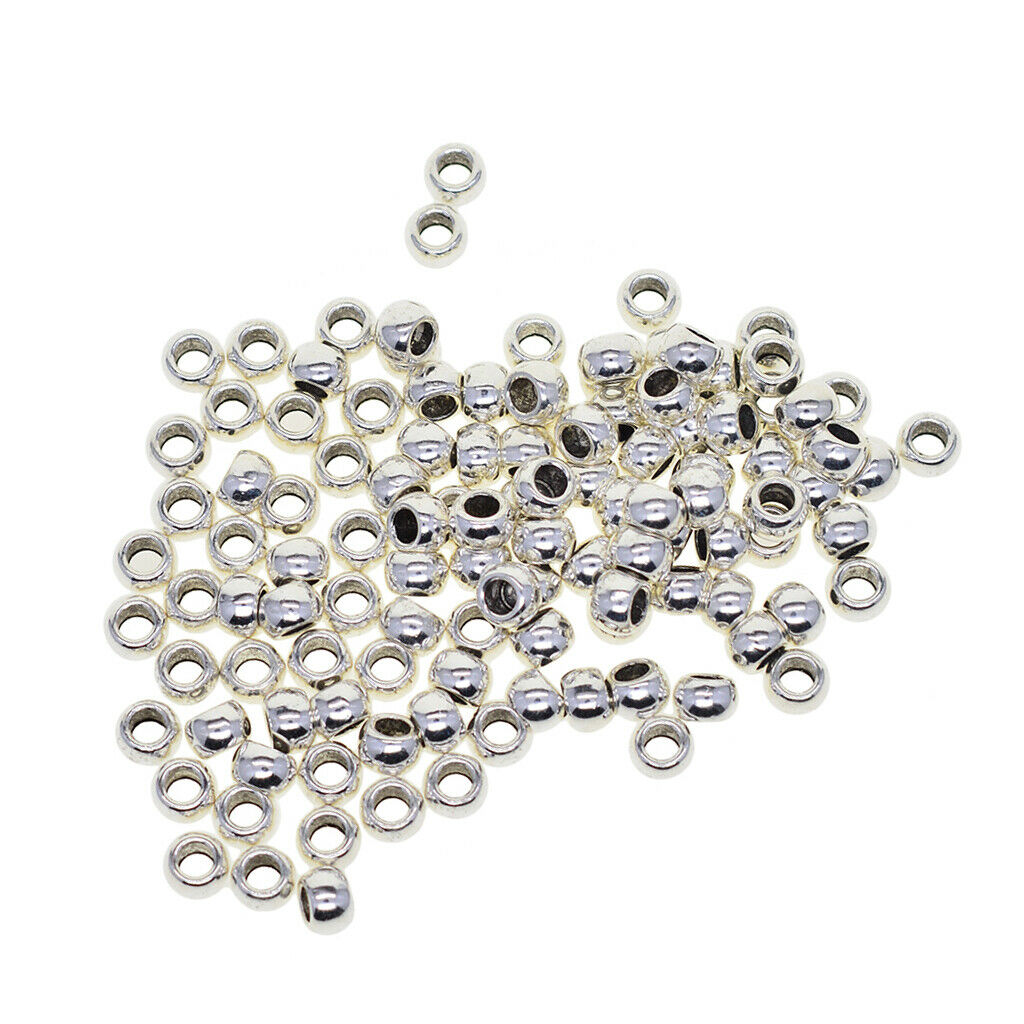 100 Pcs Alloy Round Loose Spacer Rondelle Beads Jewelry Making