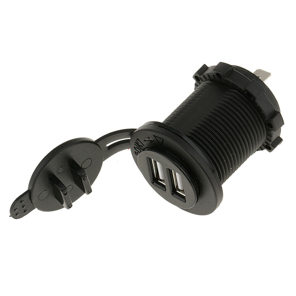 1XMotorcycle Car DC12V 4.2A Waterproof Dual USB Ports Charging Socket Outlet
