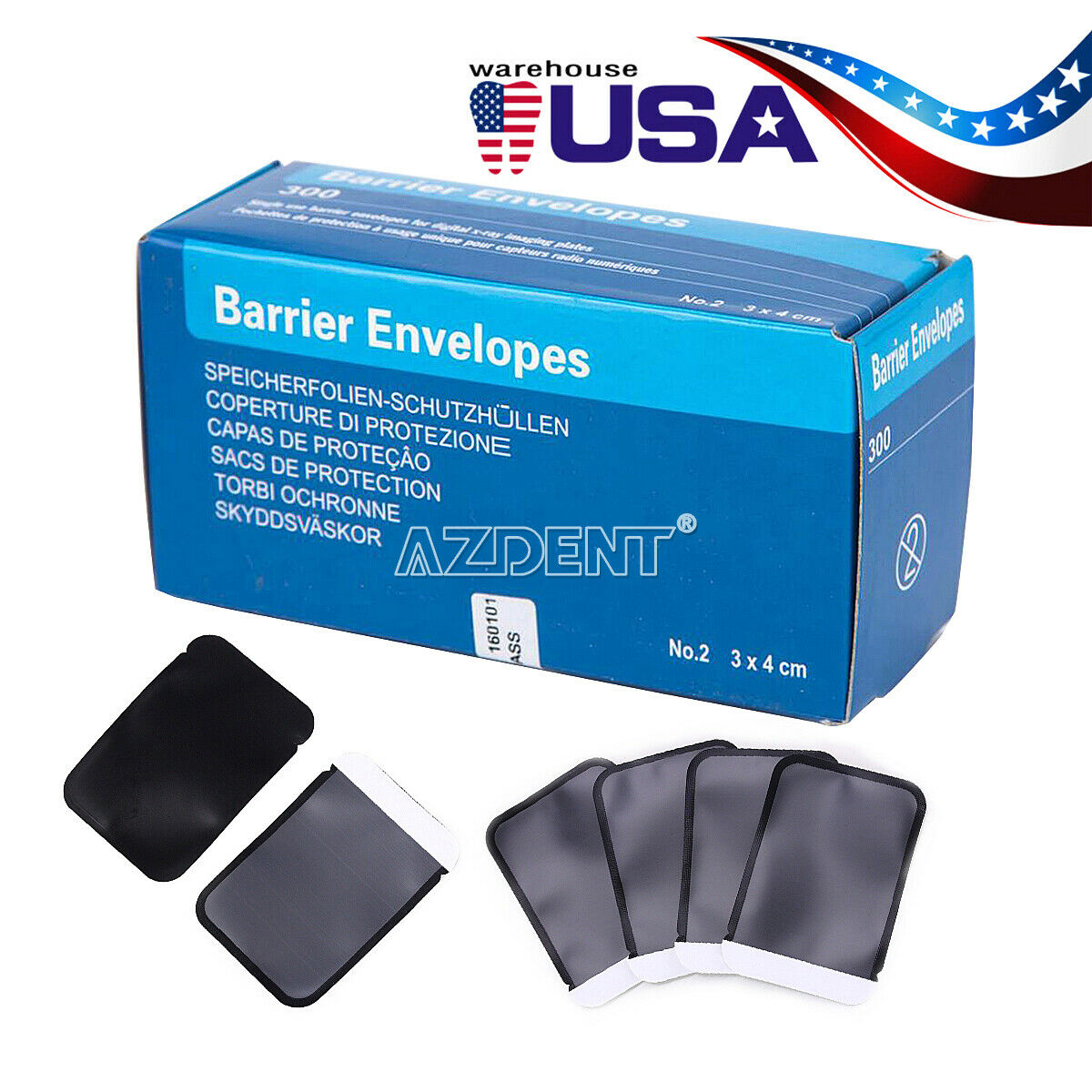 5Boxes Dental X-Ray Barrier Envelope No.2 for Digital Sensor ScanX Phosphor Use