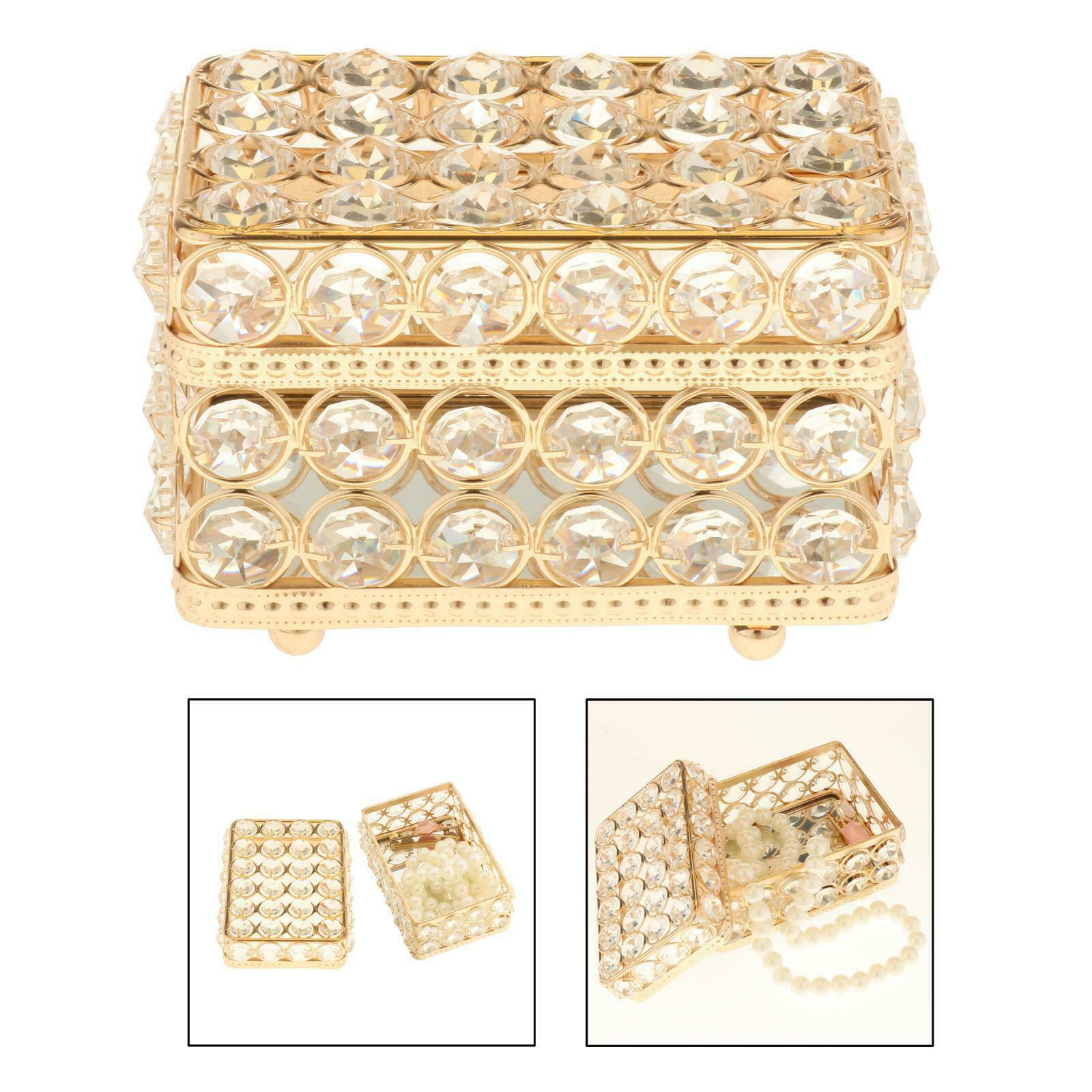 Crystal Jewelry Box with Lid Travel Necklace Organizer Storage Case Gift