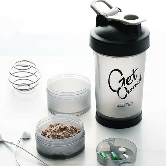 Shaker Bottle 500ML Protein Powder Mixing Bottle Sport Fitness Gym Shaker Black