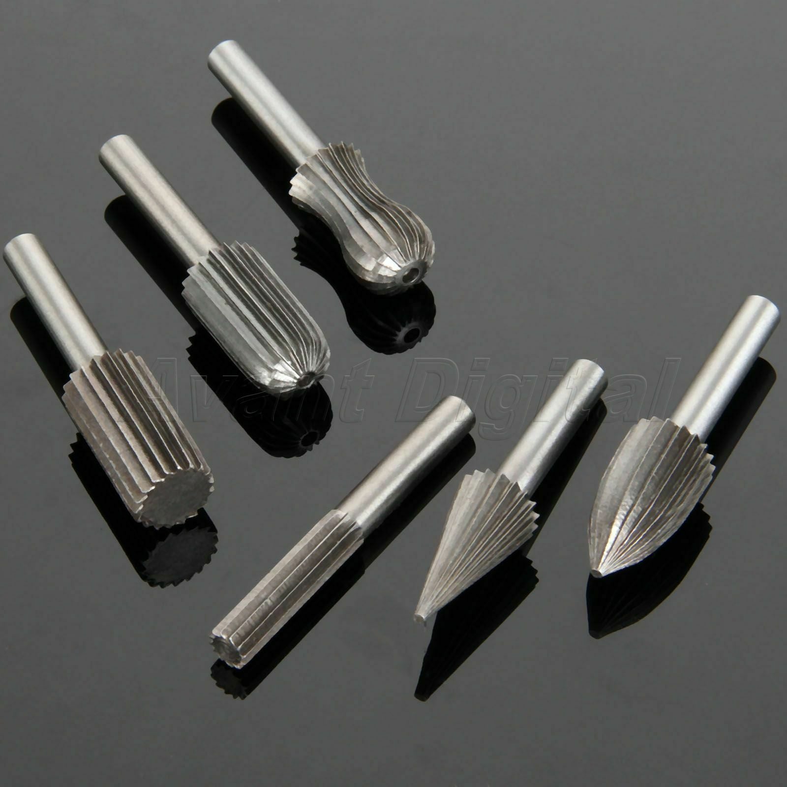 New 6pcs Rotary Burr Set Engraving Bit Grinding Shank 6mm 1/4" For Rotary Tools