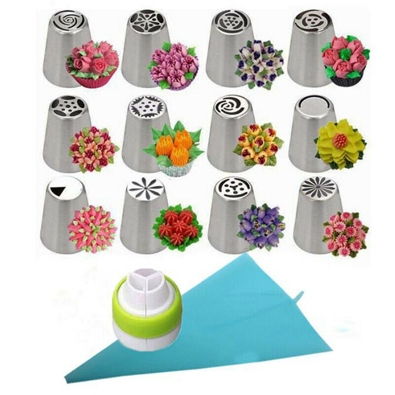 14pc/Set Russian Tulip Icing Piping Nozzles Stainless Steel Cake Decorating _DD