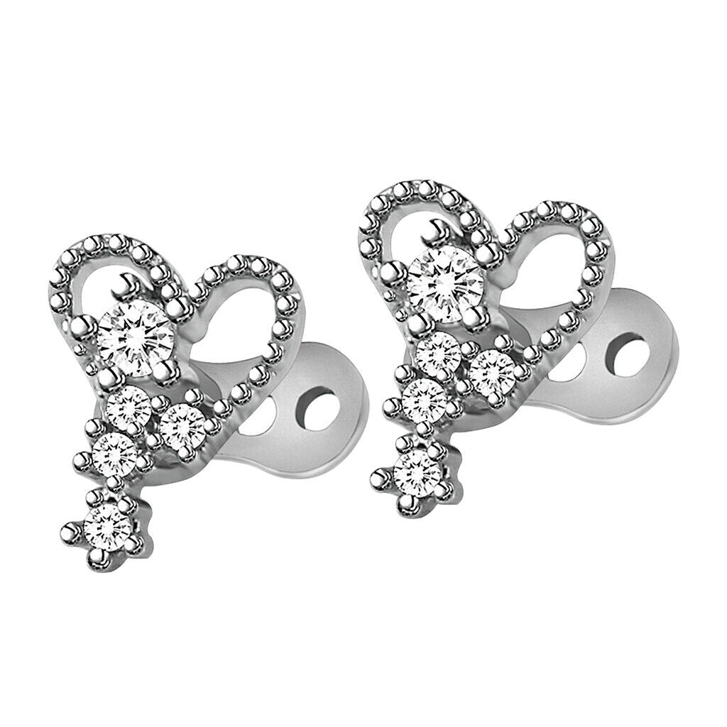 2pcs Dermal Anchor Tops and Base Titanium Steel Piercing Jewelry Heart 2