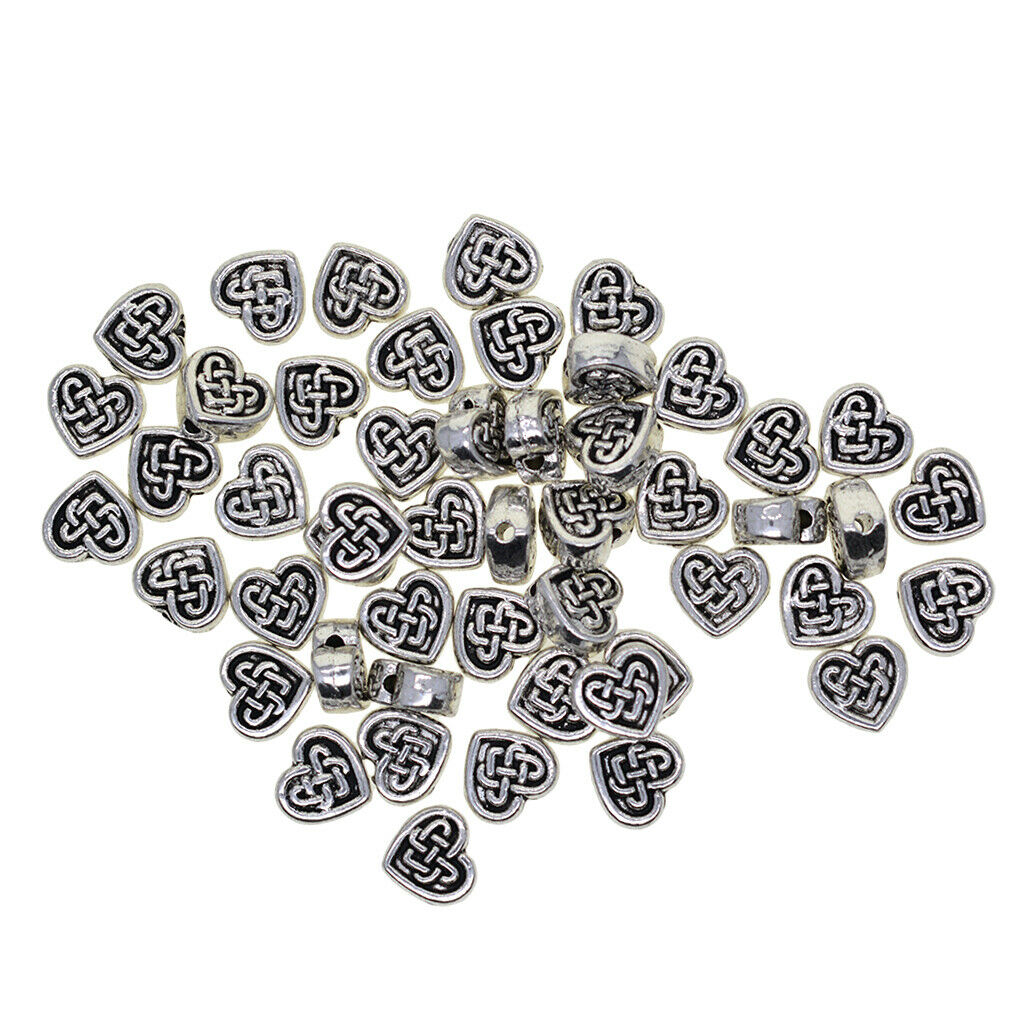 Prettyia 50pcs Alloy Heart Shape Spacer Beads DIY Jewelry Making Accessories