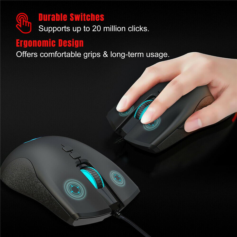 For HXSJ A883 USB Wired Gaming Mouse RGB Gamer Mice Mouses for Desktop Laptop