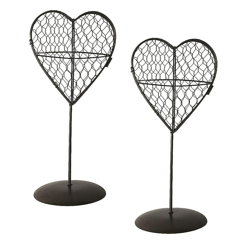 2Pcs Display Stand Iron Heart Shaped Stand Rack Holder for Air Plant Succulent