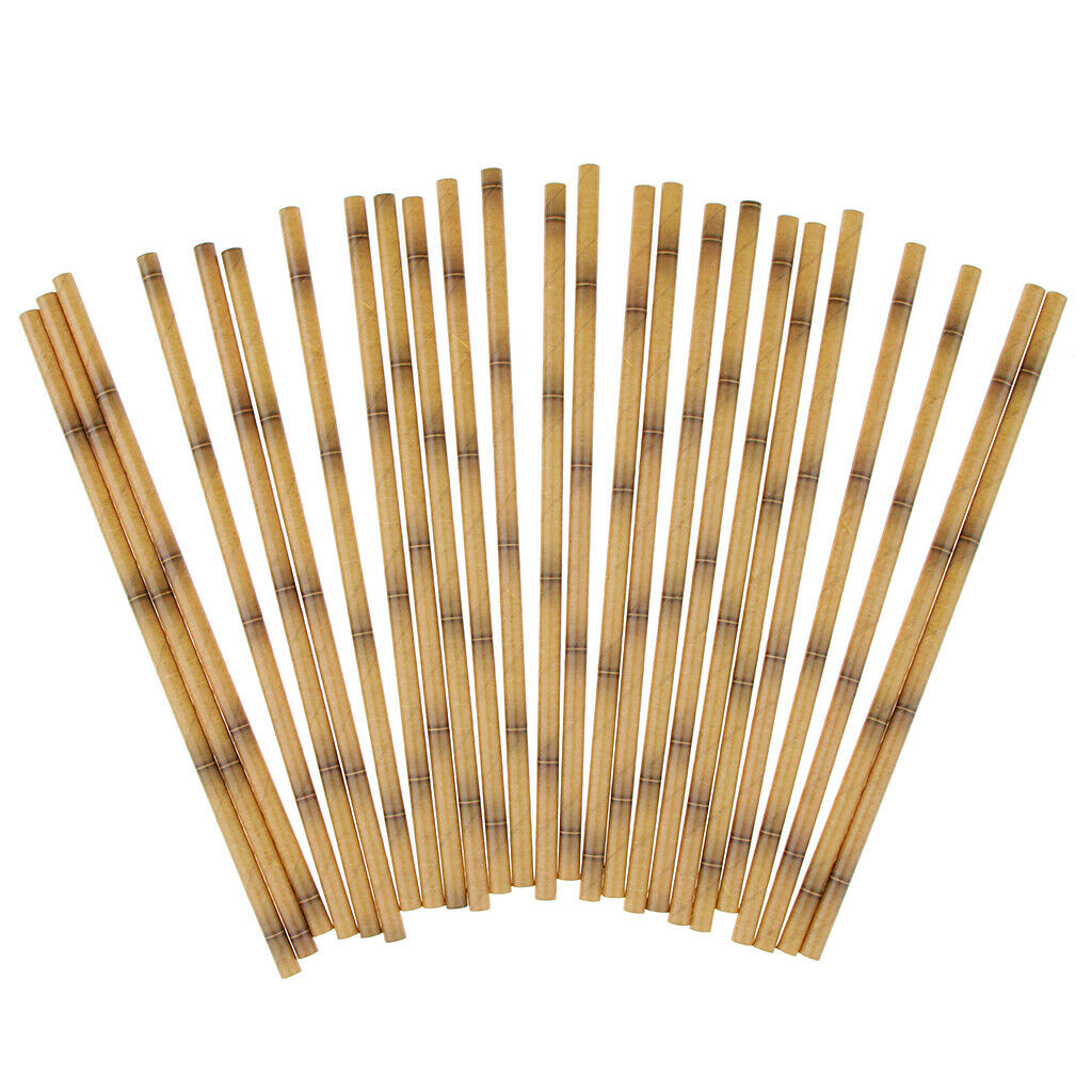 25pcs Bamboo Print Paper Disposable Drinking Straw Party Tableware Claybank