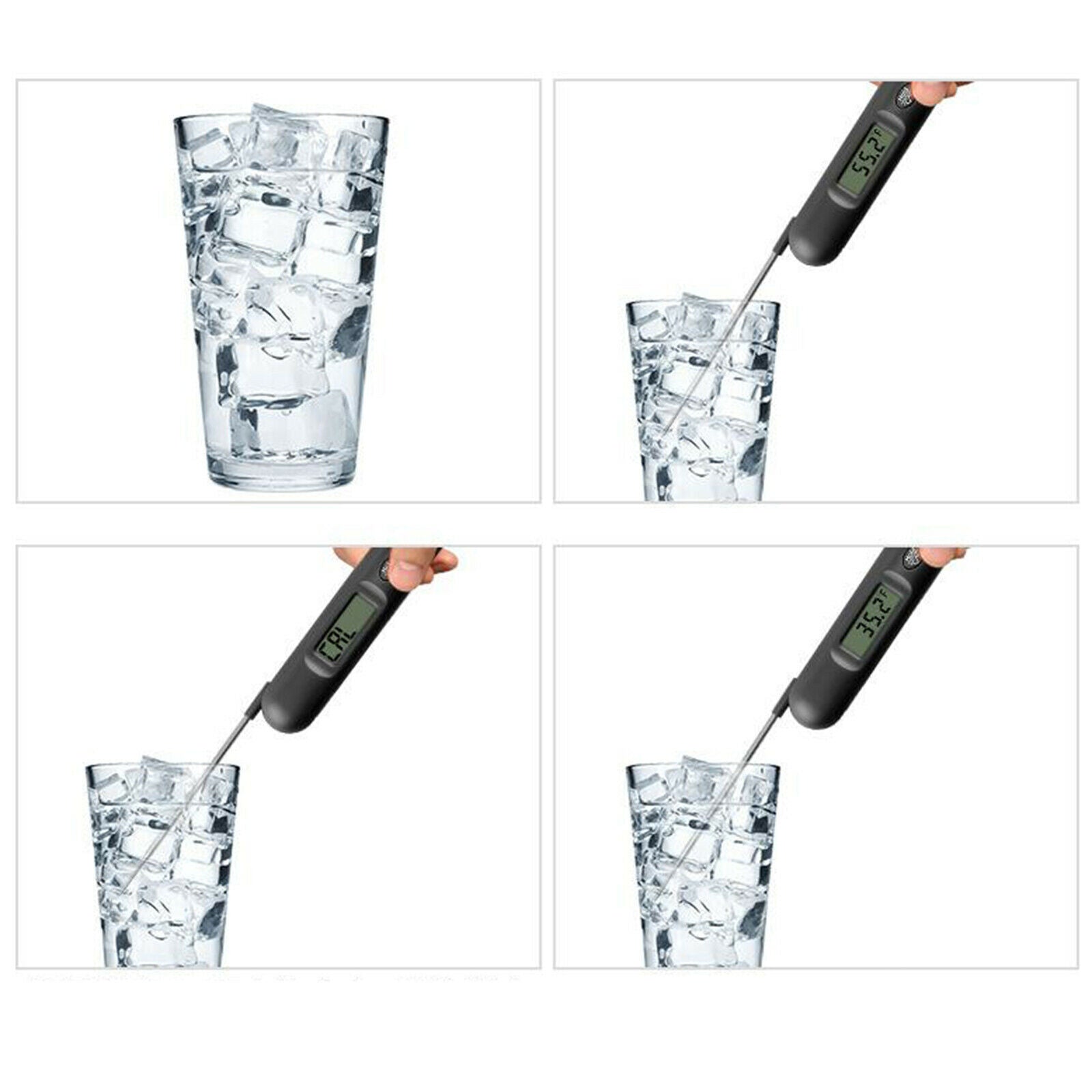 Thermometer Digital Temperature Food Probe Instant Read LCD Display Black