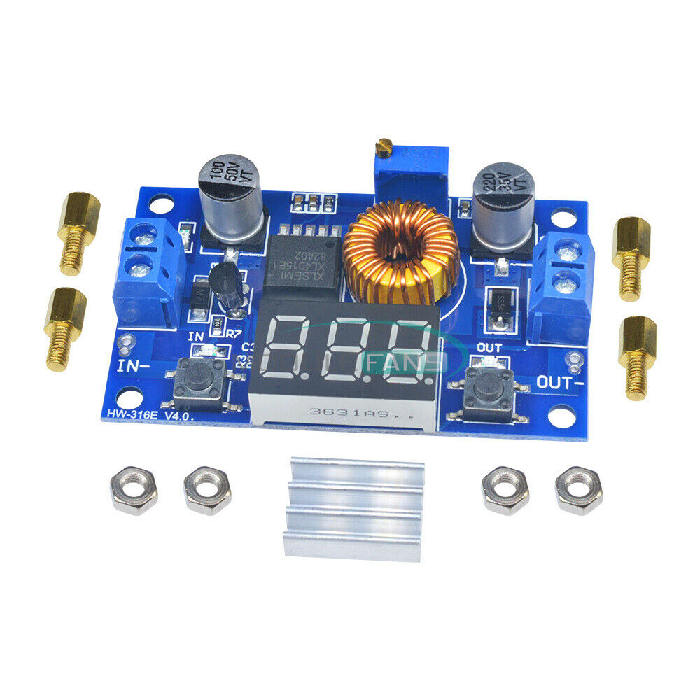 2PCS 5A Power CC/CV Step-down Charge Module LED Driver Adjustable + Voltmeter