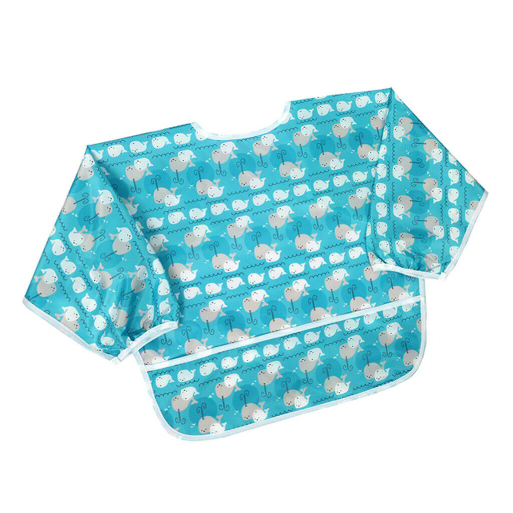 Drooling Teething Waterproof Bib with Sleeve for Baby Toddlers Whale M