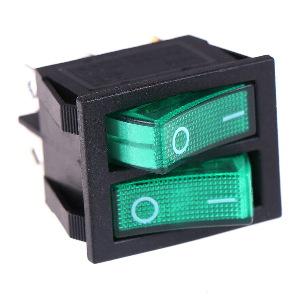 Double boat rocker switch 6 Pin On-Off with green light 20A 125VAC KCD6  .l8