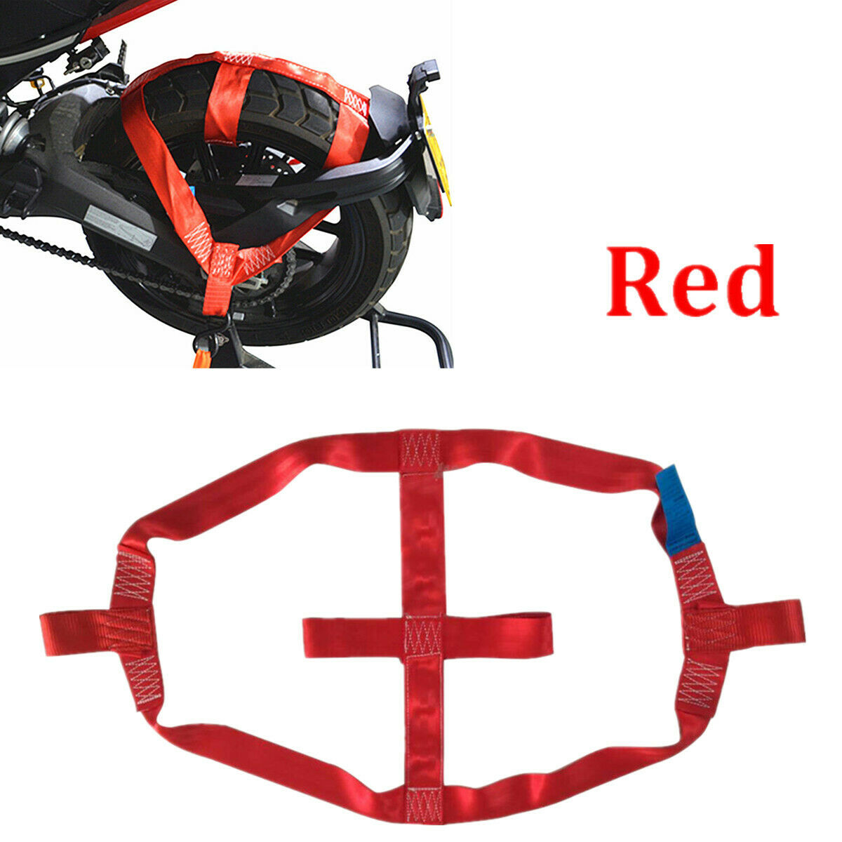 1 Pc RED Motorbike Transportation Rear Wheel Tie Down Strap 1000kg Working pull