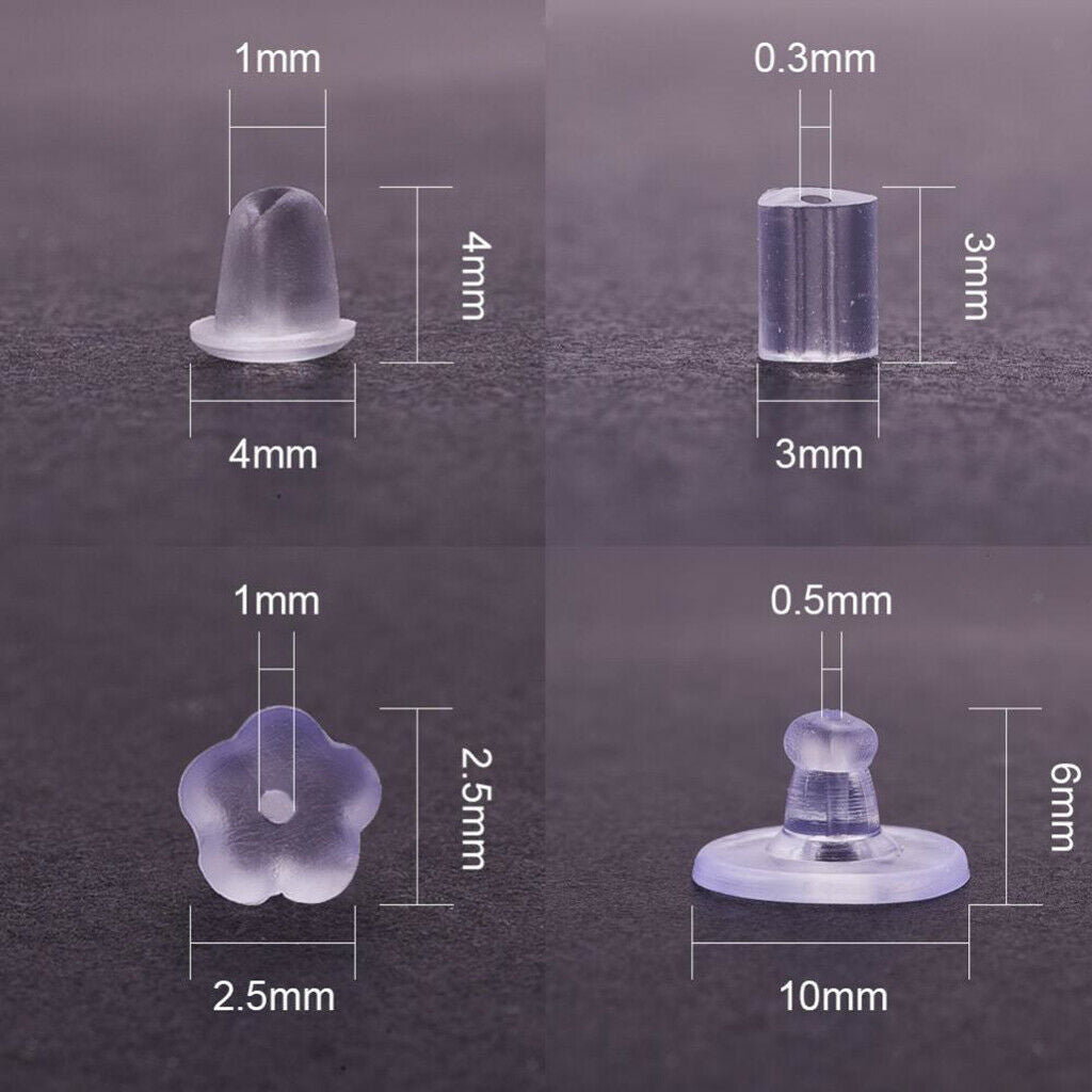 1666 Pcs Clear Rubber Plastic Earring Stopper Stopper DIY Earring
