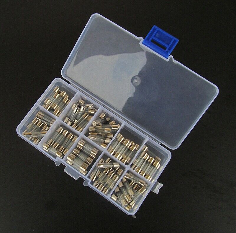 100 Pcs(Ø5 x 20mm) 250V Quick Blow Glass Tube Fuse Kit 0.2A - 20A Fast-blow Kit