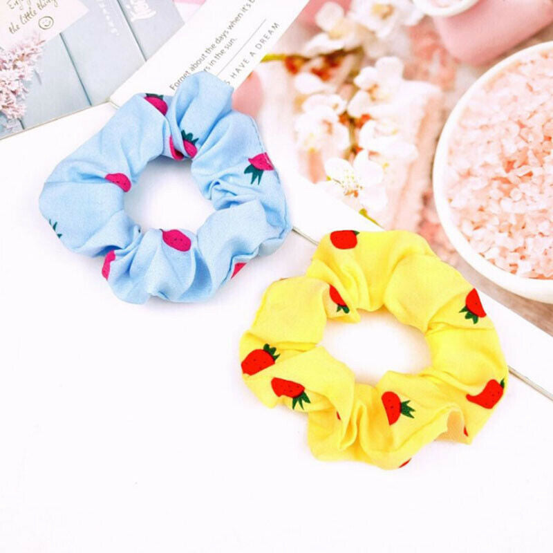 Women Strawberry Scrunchies Elastic Hair Bands Girls Sweet Ponytail Holder T XC