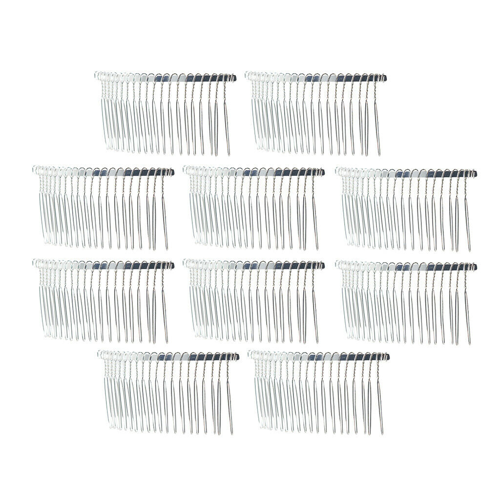 10x Metal Blank Hair Combs Hair Clips Pins for Bridal Veil DIY Hair Jewelry