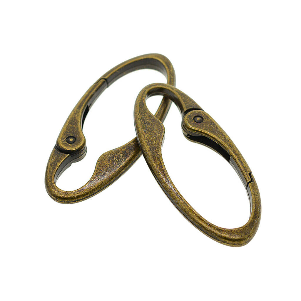 2Pcs Antqiued Bronze Key Buckle Snap Spring Clip On Hook DIY Key Chain Rings