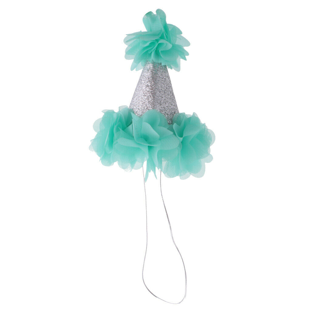 Baby Girl Boy Infant Toddler Tulle Flower Kids Birthday Party Cone Hat Green