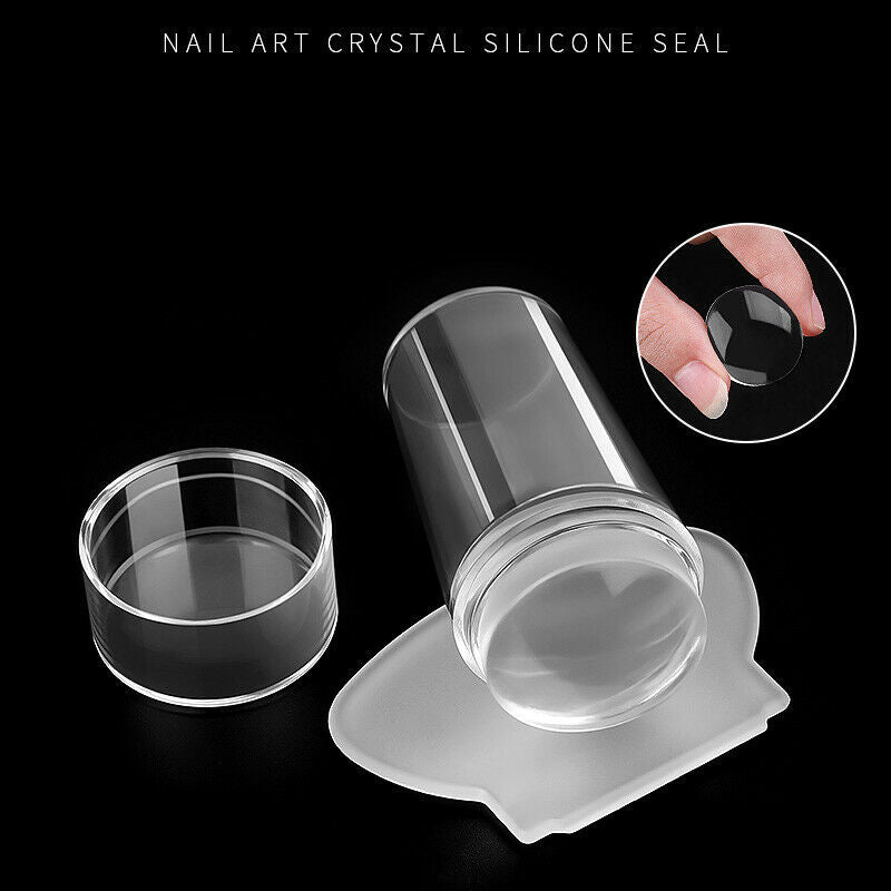 Silicone Transparent Nail Art Stamping Kit French For Manicure Plate StampBDAU