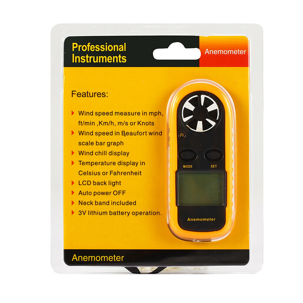 Handheld Mini Digital Anemometer, Wind Speed and Temperature Anemometer