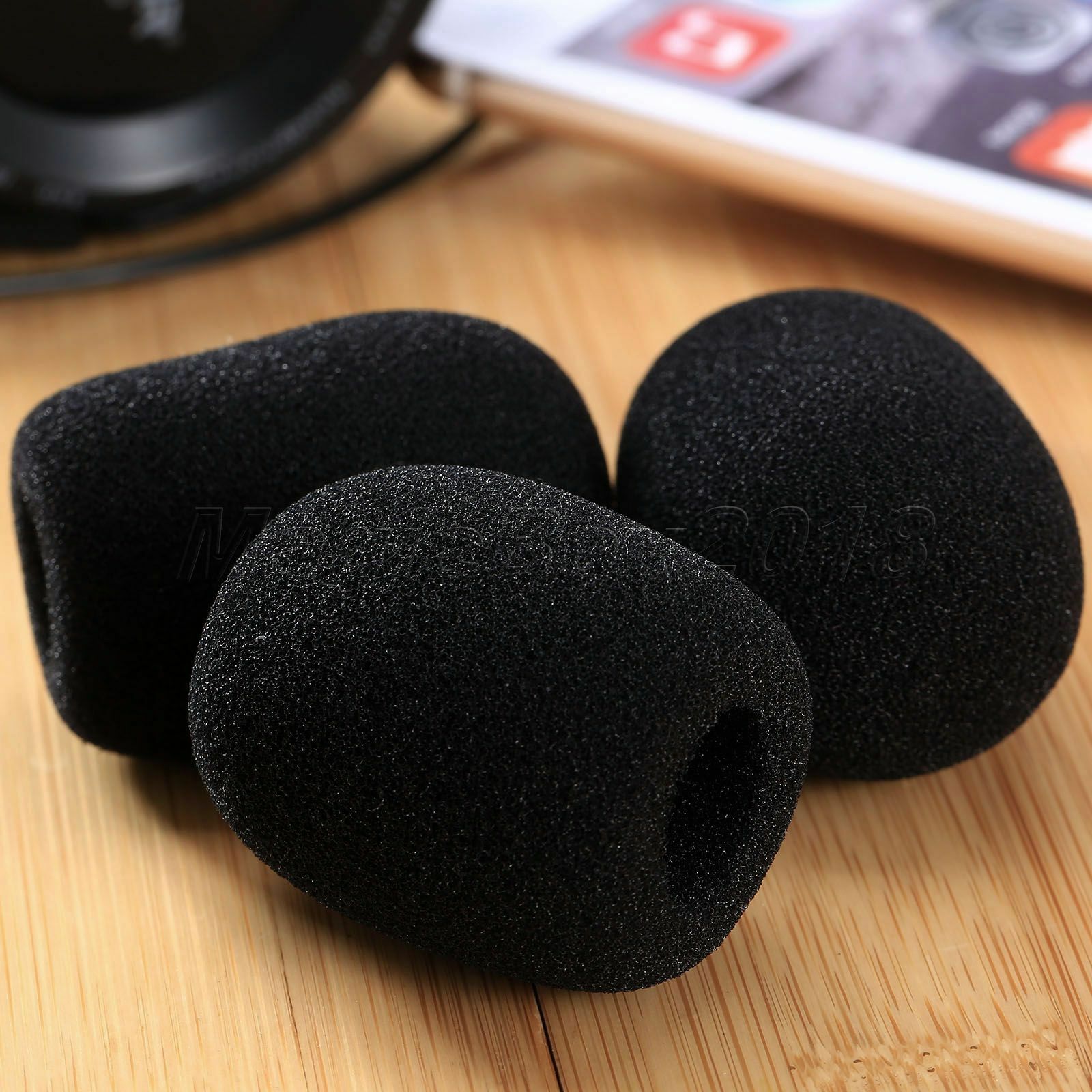 5Pcs 45x15mm Black Mini Karaoke DJ Microphone Windscreen Sponge Foam Mic Cover