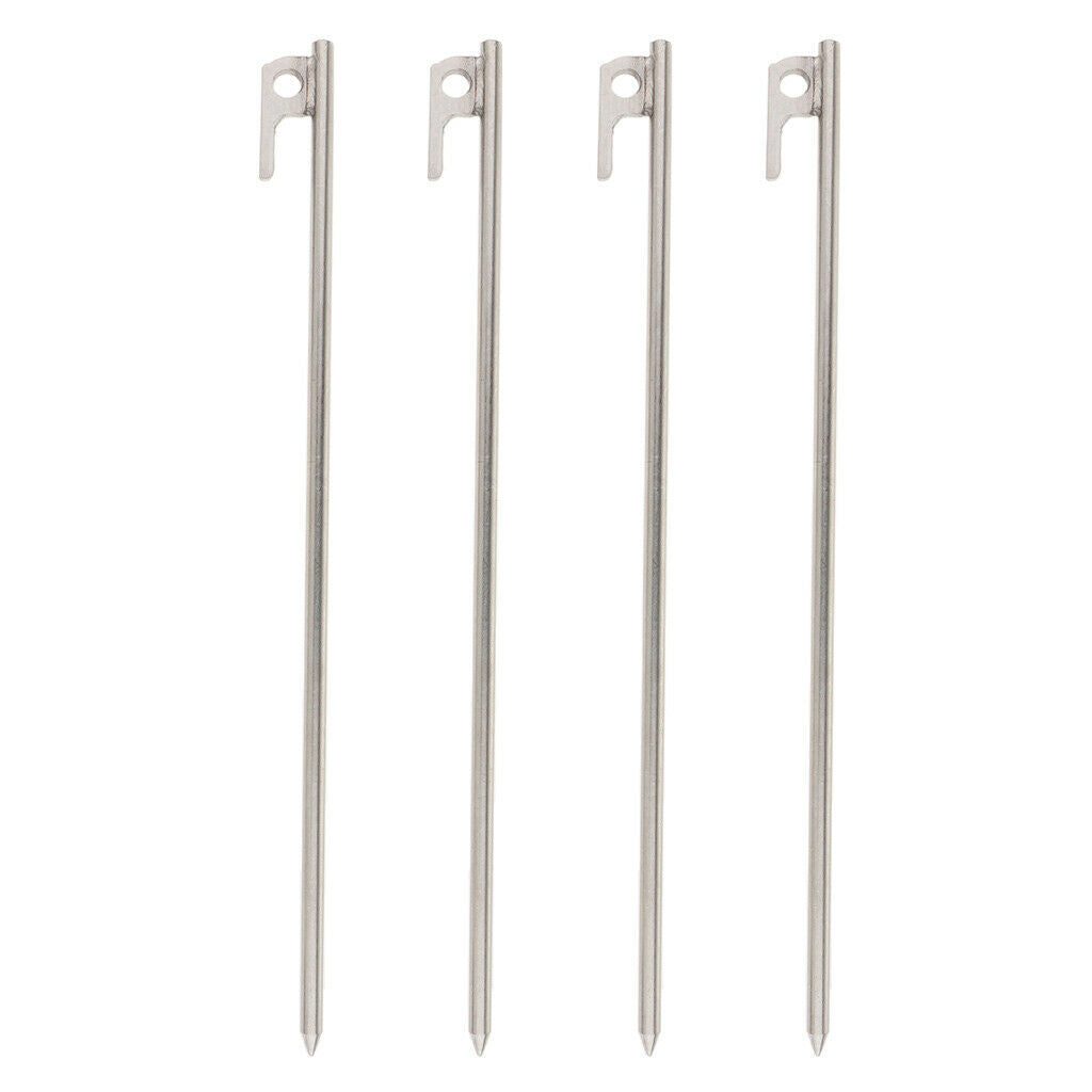 40CM 4pcs Heavy Duty Stainless Steel Camping Tent Stakes Pegs Ground Nail