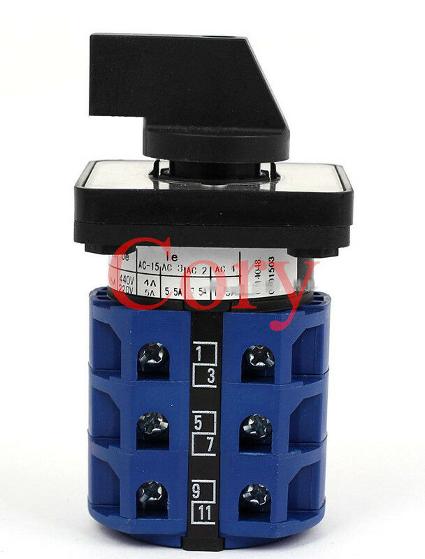 1PCS Changeover rotary selector Switch (0-1-2) 3 Positions 3 Phase 12 Terminal
