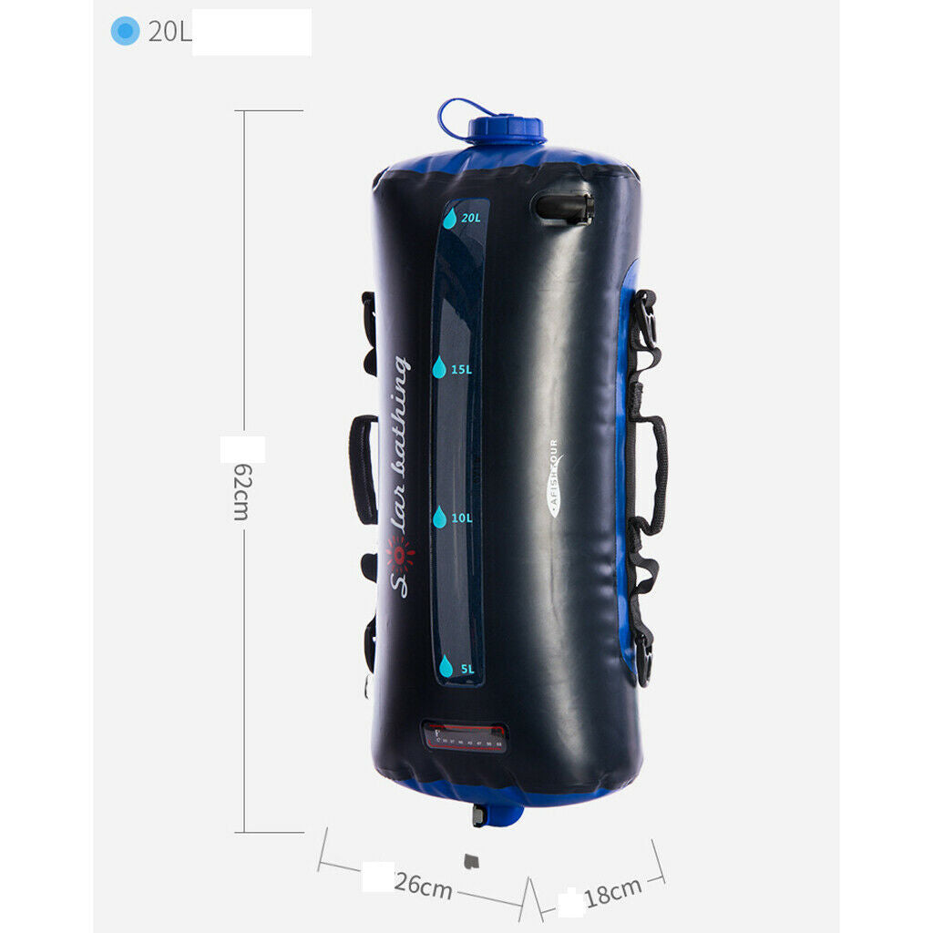 5 gallons/20L Solar Camping Shower Bag for Beach Swimming Outdoor Hiking