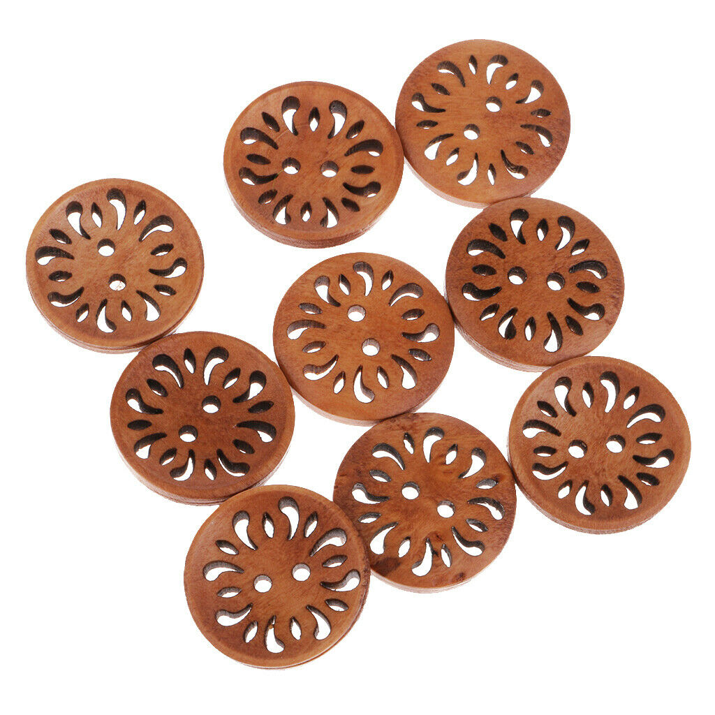 20/set Wooden Flower Shape Buttons 2 Holes 23mm DIY Sewing Buttons Crafts