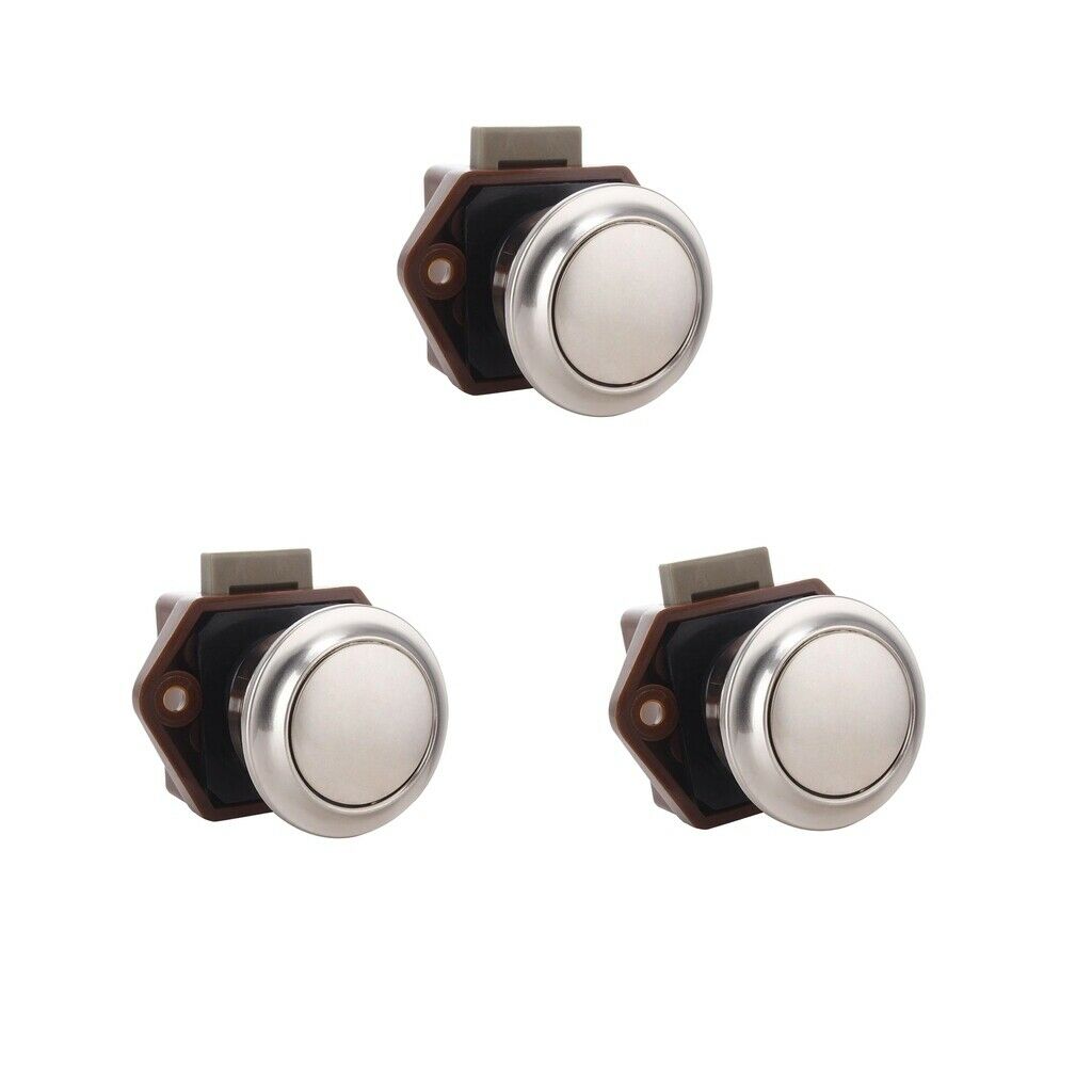 3 x Push Button Drawer Cupboard Door Catcher Motorhome Van Boat Press Lock