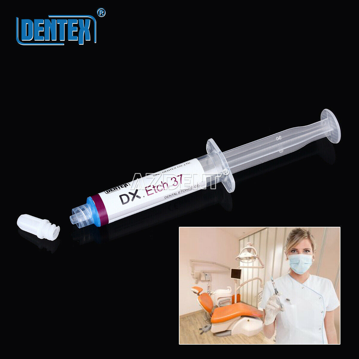 10 Kits Dentex Dental Acid Etching Gel 37% Phosphoric 5 ml / syringe DX Etch 37