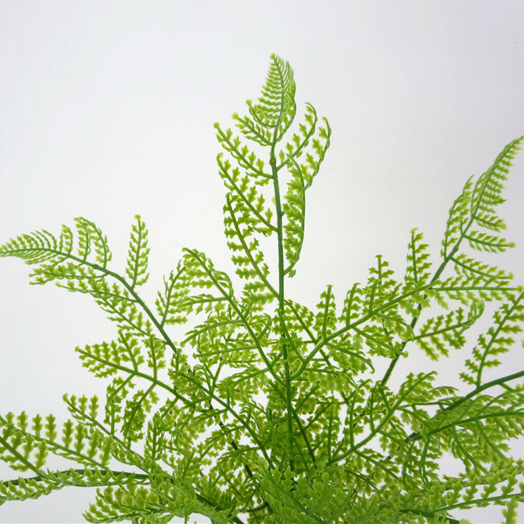 2 Pcs Green Imitation 5 Fork Fern Plastic Artificial Turf Leaves Plant Decor