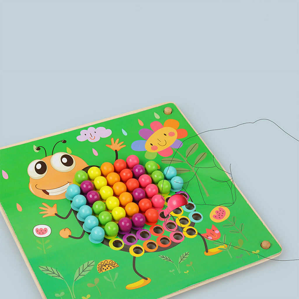 Mushroom Nail Beads Puzzle Toys Puzzle Games Wood Board Bead Game for Kids
