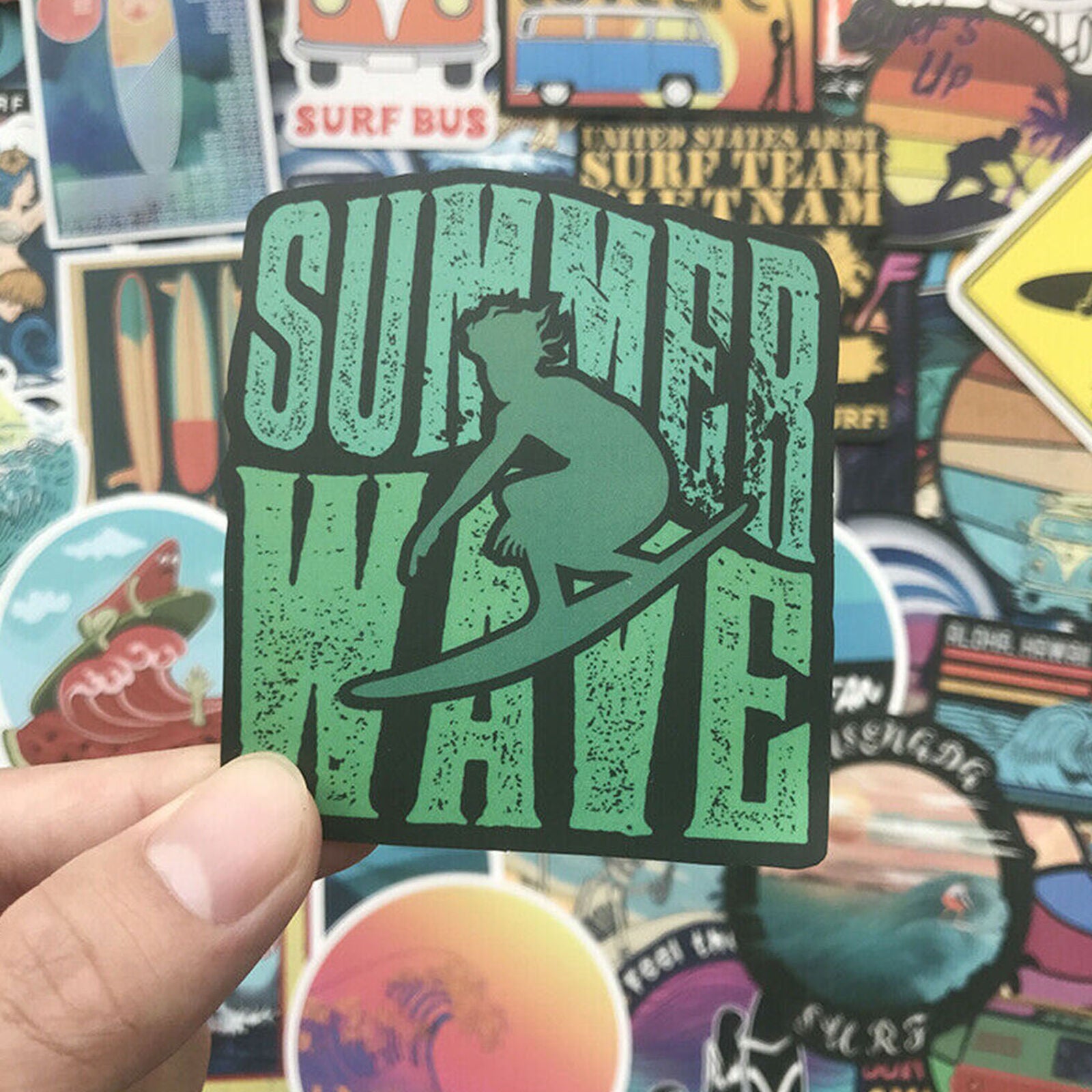 100 SUMMER Surf Stickers bomb Vinyl Skateboard Luggage Surfboard Dope Decals Lot