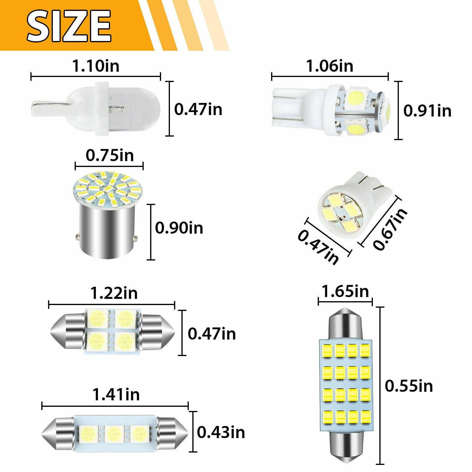 42pcs Car Interior White Combo LED Map Dome Door Trunk License Plate Light Bulbs