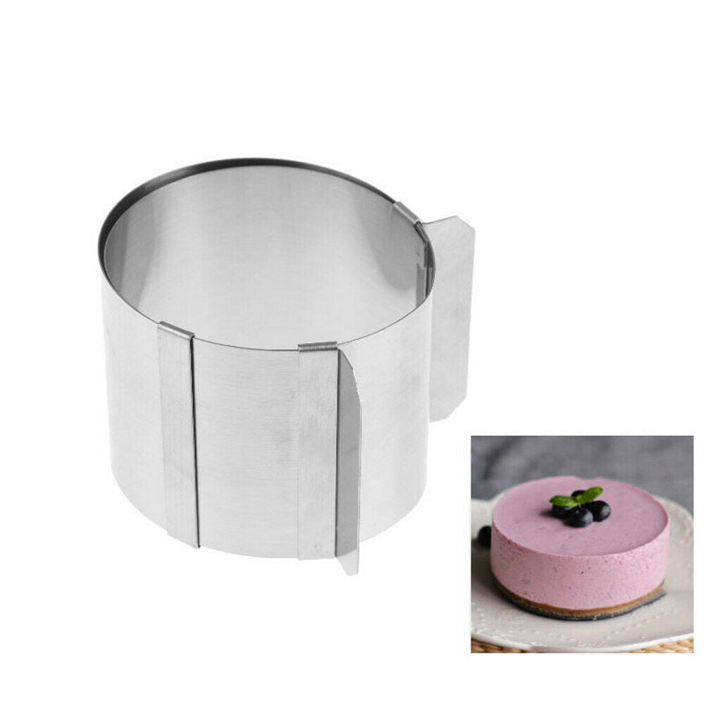 StainlessSteel Circular Mousse Cake Ring Adjustable Mousse Cookie Mold PastrHIA