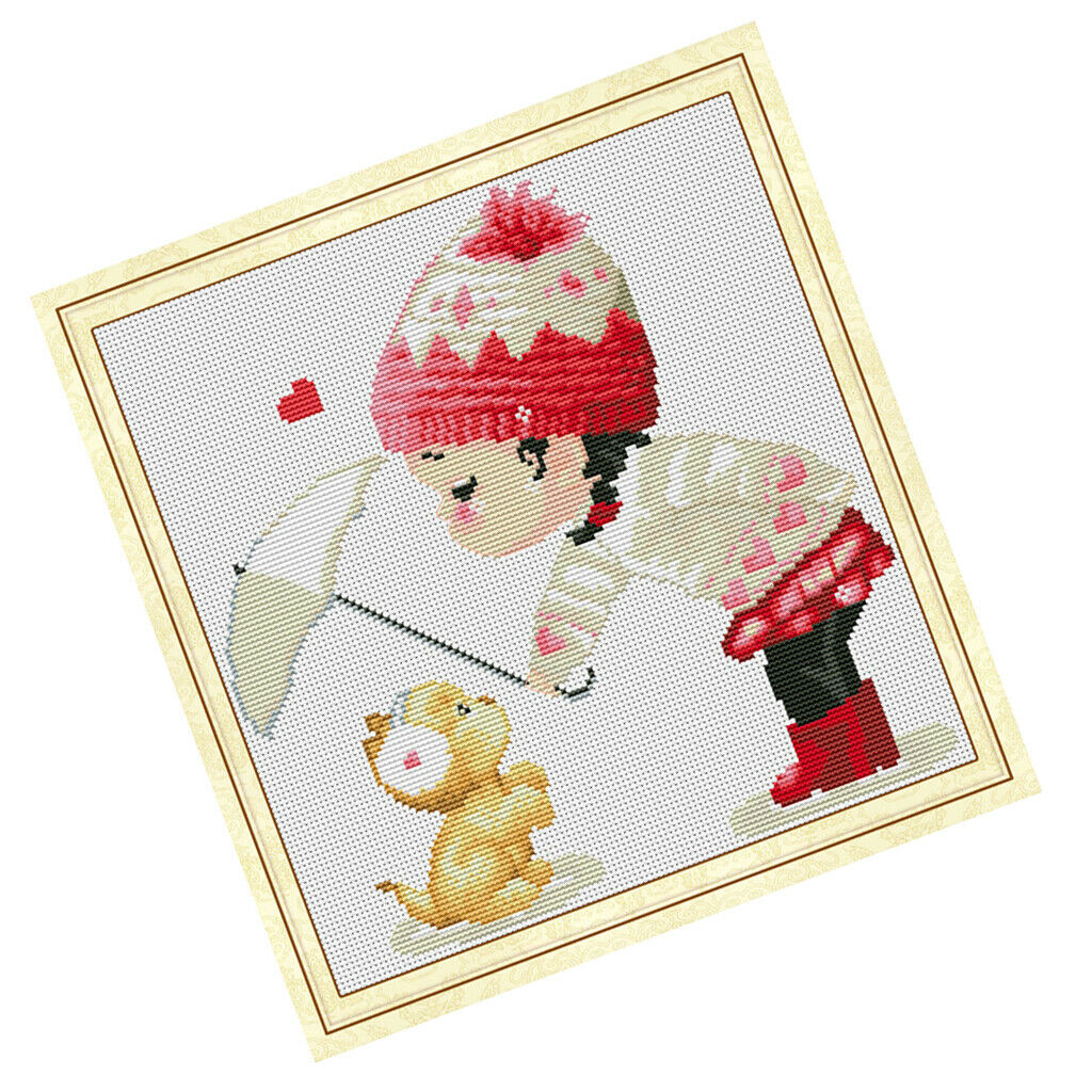 Counted Cross Stitch Kits for Beginners Little Girl- Embroidery Set Needlework
