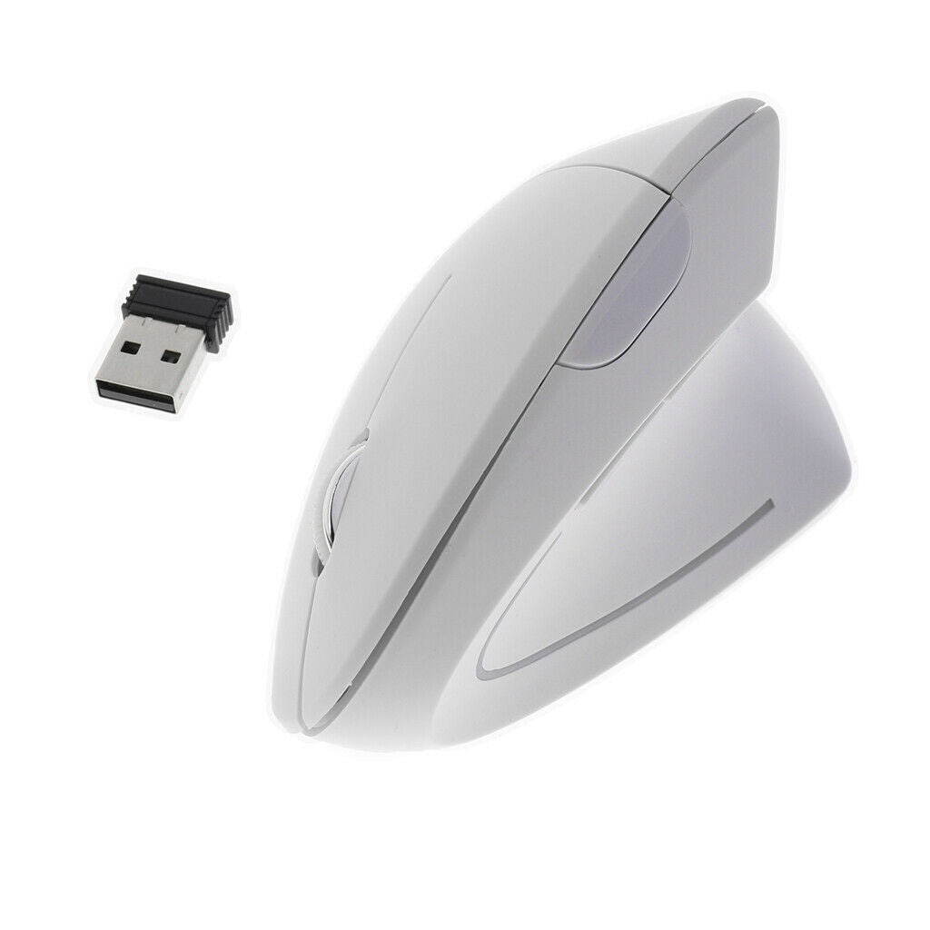 6D 2.4G Wireless Vertical Ergonomic Optical 1600 DPI Mouse 5 Buttons White