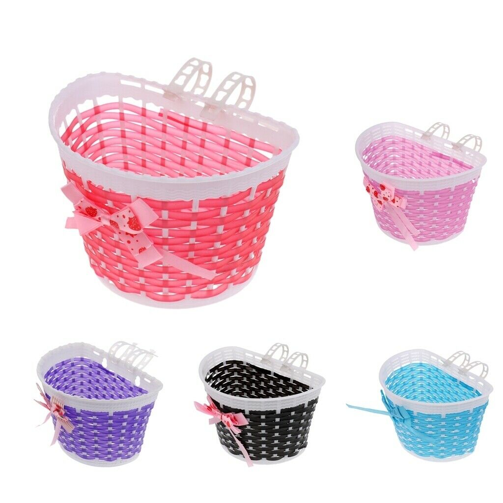 2x Childs Kids Girls Bicycle Bowknot Front Basket with Flowers 6 x 5.5 inch